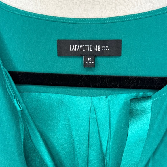 Lafayette 148‎ New York Turquoise 100% Silk Blouse - Picture 2 of 13